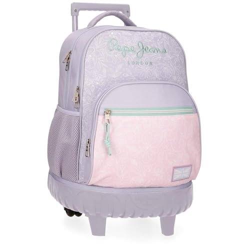 Pepe Jeans Renata Kompaktowy plecak 2-kołowy fioletowy 32x43x21 cm Poliester 28,9 l by Joumma Bags, Fioletowy, Talla única, Kompaktowy plecak 2 koła