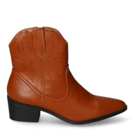 Botki damskie - Botki Modne Stylowe Wygodne Komfortowe Na Obcasie Eleganckie Skórzane Western Damskie Na Wiosnę Na Jesień Kowbojki Na Obcasie Brązowe Emi 38 - miniaturka - grafika 1