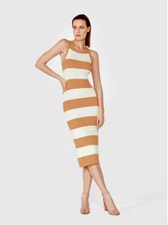 Sukienki - Simple Sukienka codzienna SUD077 Brązowy Slim Fit - grafika 1