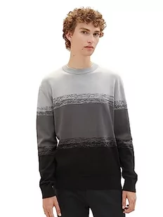 TOM TAILOR Denim sweter męski, 32772 - Black Grey Gradient Stripe, XL - Swetry męskie - miniaturka - grafika 1