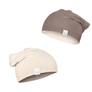 Czapka bambusowa dwustronna - taupe-beż 1-2 lata - Czapki dla dzieci - miniaturka - grafika 1