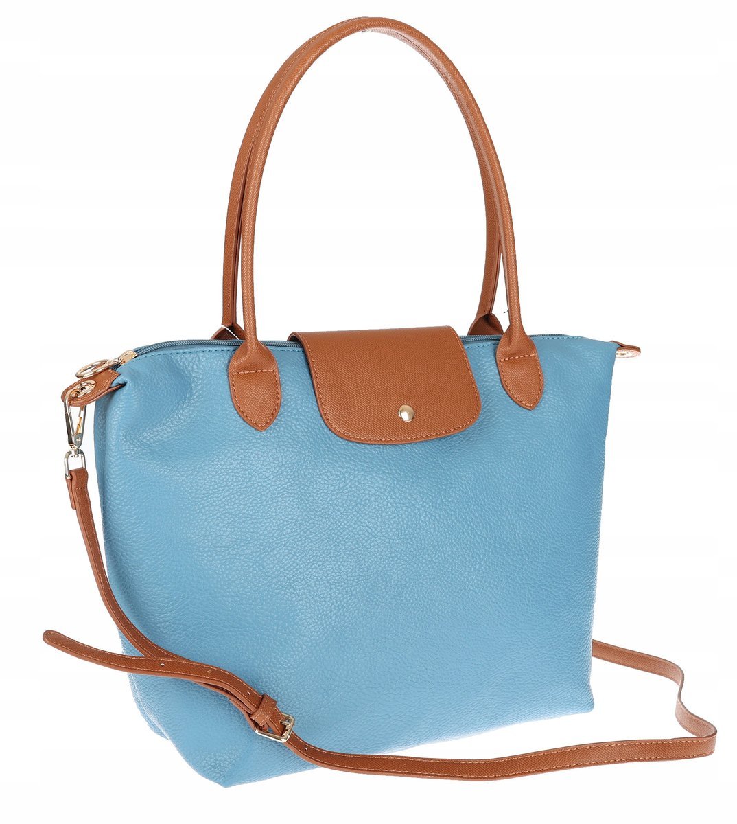 Torebka Damska Shopperka Pojemna A4 Modna Torba Listonoszka PU682 Niebieska