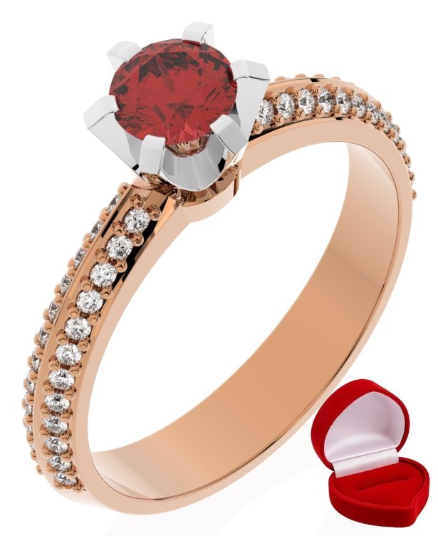 ZŁOTY PIERŚCIONEK ZARĘCZYNOWY 585 14k RUBIN 0,30 ct RÓŻOWE ZŁOTO R24