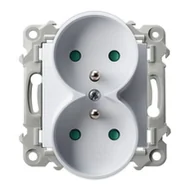 Gniazdka elektryczne - Ospel Gniazdo podwójne z/u przesłony torów SZAFIR - biały - miniaturka - grafika 1