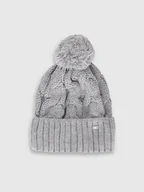 Czapki damskie - Czapka zimowa z dodatkiem wełny damska 4F 4FRAW25ACAPF0724-27M Szary M - miniaturka - grafika 1