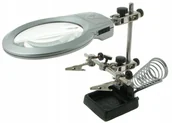 Mikroskopy i lupy - LUPA 90mm Latarka 2x LED Uchwyt Do LUTOWANIA TRZECIA RĘKA 3753 - miniaturka - grafika 1