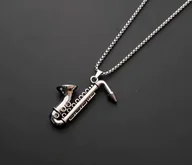 Wisiorki - Naszyjnik Saksofon wisiorek Z Saksofonem Instrument srebrny prezent Y2K - miniaturka - grafika 1