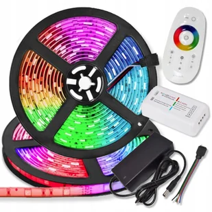 Taśma Led Rgb Biały Zestaw 5m 5050 Kolorowe Na Pilota Pilot Z Zasilaczem - Taśmy LED - miniaturka - grafika 1