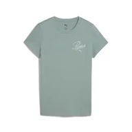 Koszulki sportowe damskie - Damska koszulka ESS SCRIPT PUMA Green Moon - miniaturka - grafika 1