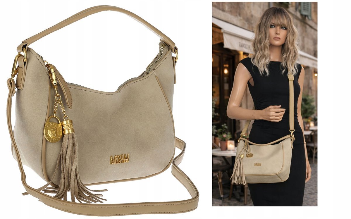 Torebka Damska Listonoszka Worek modna Torba na Ramię CC3154 Beżowa