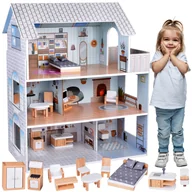 Domki dla lalek - Uroczy domek z meblami Stylowa Drewniana Willa dla Lalek - miniaturka - grafika 1