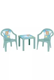 Stolik i dwa krzesła pastel turkus - Zabawy w naśladowanie dorosłych - miniaturka - grafika 1