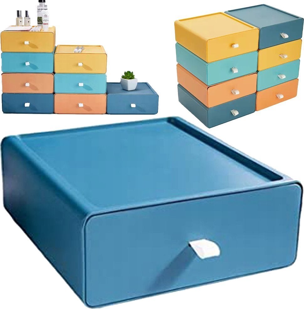 Korbi ORGANIZER NA BIURKO PUDEŁKO SZUFLADKA NA DROBIAZGI PRZYBORNIK NIEBIESKI
