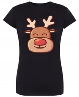 Koszulki i topy damskie - Świąteczny T-Shirt damski kolorowy Rudolf Renifer Prezent M - miniaturka - grafika 1