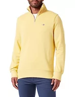 Bluzy męskie - GANT Męska bluza REG Shield Half Zip Sweat, żółta (Parchment Yellow), standardowa, Żółty - miniaturka - grafika 1