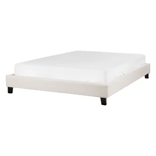 BELIANI Łóżko jasnobeżowe tapicerowane 140 x 200 cm dwuosobowe ze stelażem bez zagłówka - Łóżka BELIANI Łóżko jasnobeżowe tapicerowane 140 x 200 cm dwuosobowe ze stelażem bez zagłówka - Łóżka - miniaturka - grafika 1