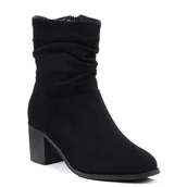 Botki damskie - Botki damskie czarne S.Barski HY 52-516 saszki na obcasie jesienne zamsz-39 - miniaturka - grafika 1
