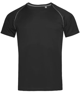 Koszulki męskie - Koszulka T-shirt, Czarna, Sportowa, ACTIVE-DRY Poliester, Raglanowe Rękawy - Stedman - grafika 1