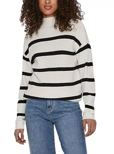 Vila Damski sweter z dzianiny w paski, White Alyssum 3, M - Swetry damskie - miniaturka - grafika 1