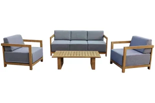 Meble ogrodowe aluminiowe Lyon Teak / Fog Grey - Meble ogrodowe - miniaturka - grafika 1