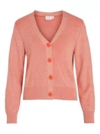 Swetry damskie - Vila Damski kardigan Viril Multi Short L/S Knit Cardigan-noos, Misty Rose/Detail:w. Tigerlily, S - miniaturka - grafika 1