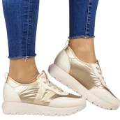 Półbuty damskie - PÓŁBUTY SPORTOWE SNEAKERSY NISKIE VINCEZA 58510 ZŁOTE - miniaturka - grafika 1