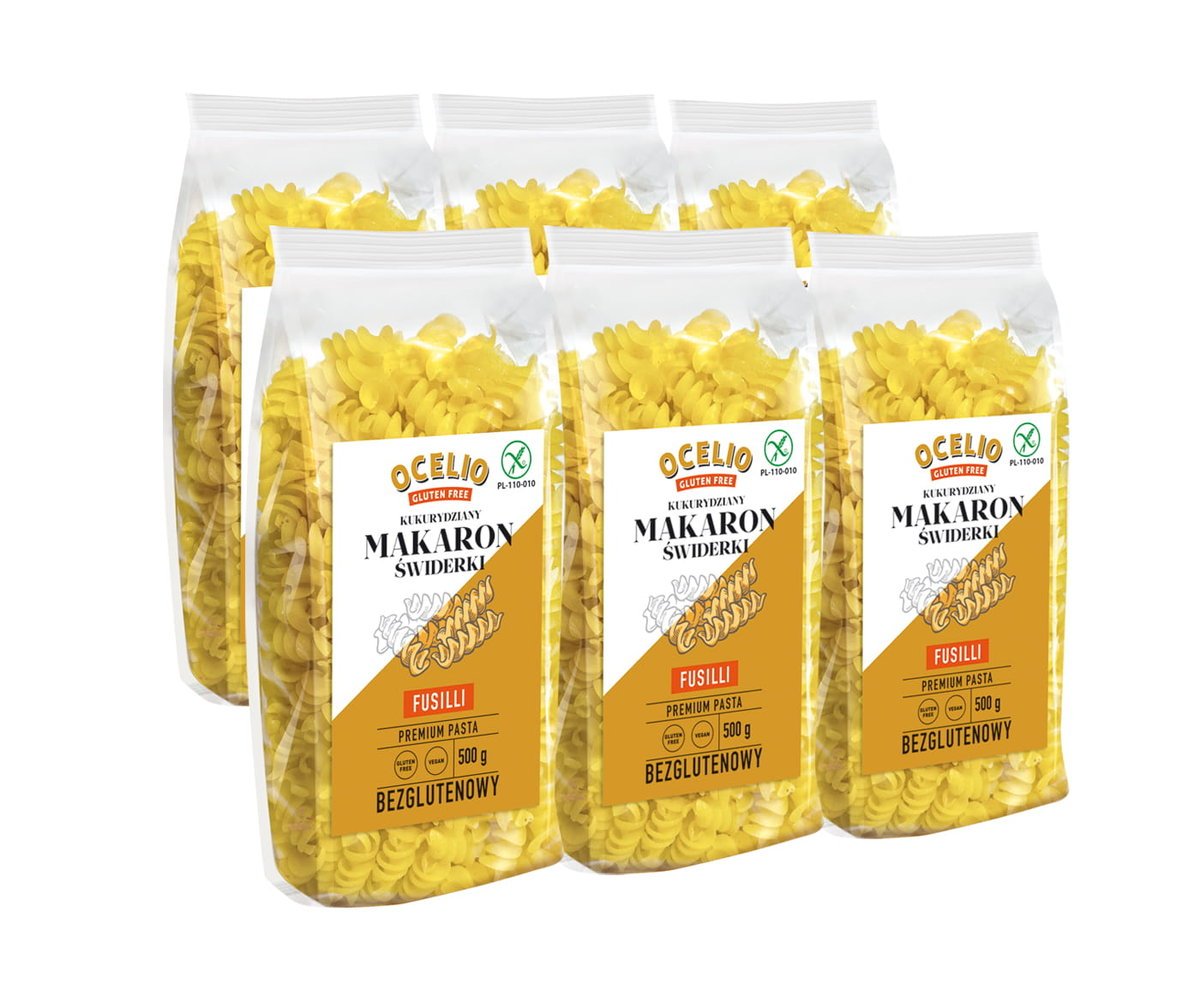 Ocelio Bezglutenowy Makaron Świderki Fusilli 500g (Zestaw 6 szt.)