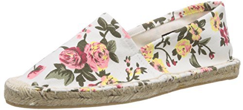 PIECES HAISHA ESPADRILLOS FLOWER NEW WHITE, damskie espadryle, biały Bright White, 39 eu