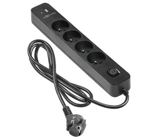 Reinston ALZ018 - 4 gniazda - 1,5 m - USB-A/USB-C - PD 8W (czarny)1 - Przedłużacze i rozgałęźniki - miniaturka - grafika 1
