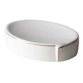 Mydelniczki i dozowniki mydła - Mydelniczka Fold 12 x 8 x 2 cm biało-złoty - miniaturka - grafika 1