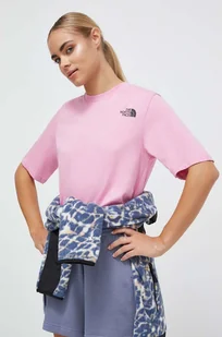 The North Face t-shirt bawełniany kolor różowy - Koszulki sportowe damskie - miniaturka - grafika 1