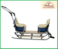 Sanki i ślizgacze - Sanki na amortyzatorach Mikrus Duo Sport z oparciami pchaczem i siedzonkami - miniaturka - grafika 1