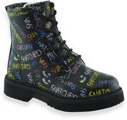 Buty dla dziewczynek - Dziewczęce buty zimowe glany Wojtyłko 24110 Czarne - miniaturka - grafika 1