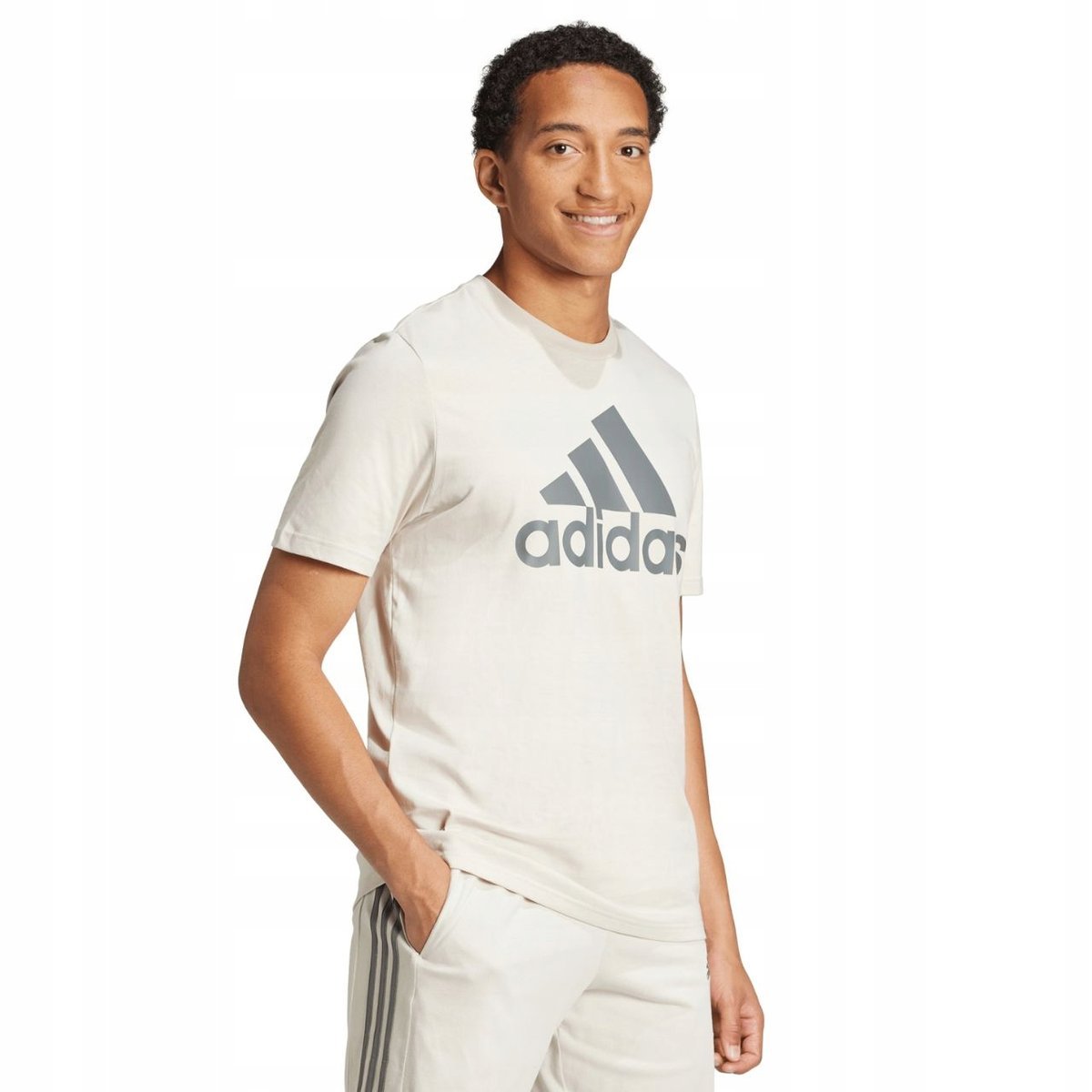 Koszulka męska adidas Essentials Single Jersey Big Logo beżowa IX0139 L