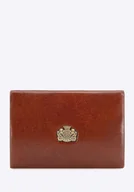 Biżuteria - akcesoria - Etui na wizytówki ze skóry z herbem klasyczne jasny brąz - miniaturka - grafika 1