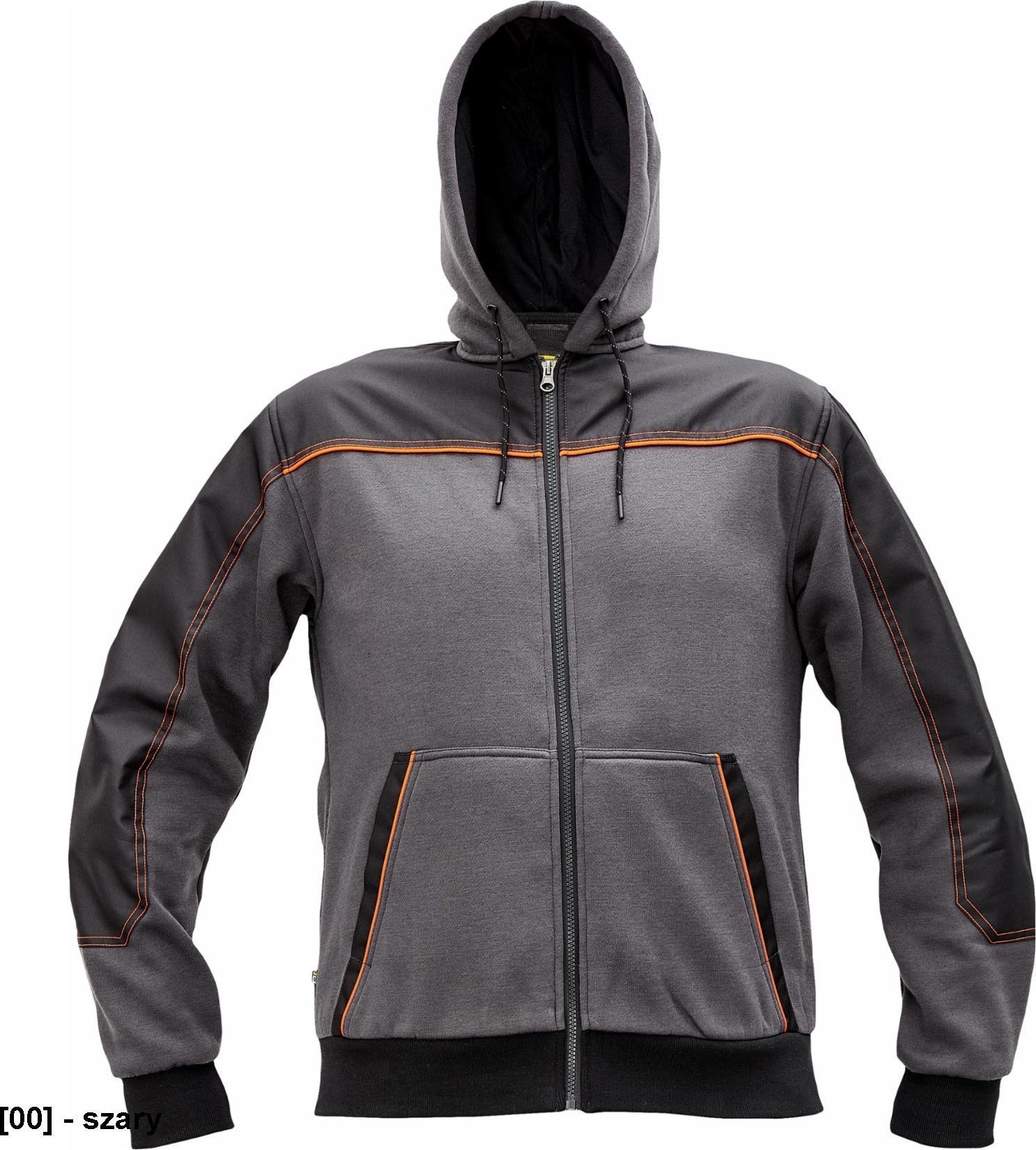 CERVA CREMORNE bluza - męska bluza z suwakiem, kaptur, 55% bawełna, 45% poliester - szary M