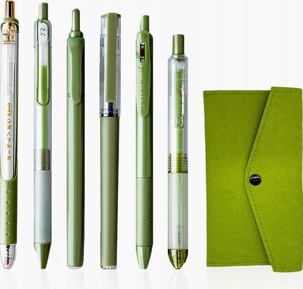 DŁUGOPIS ŻELOWY 05MM ZIELONY SZYBKOSCHNĄCY CHOWANY ETUI 6 SZTUK