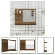 Lustra - The Living Store Brązowe dębowe lustro łazienkowe 60x10,5x45 cm materiał drewnopodobny - miniaturka - grafika 1