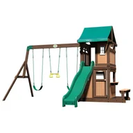 Place zabaw - Drewniany Plac Zabaw Lakewood Huśtawki Zjeżdżalnia Domek Backyard - miniaturka - grafika 1