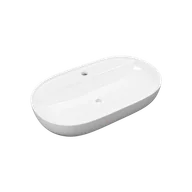 Umywalki - Excellent Jima umywalka nablatowa 71x41 cm owalna z otworem na baterię, biały połysk - miniaturka - grafika 1