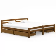 Łóżka - vidaXL Lumarko Rama łóżka z 4 szufladami, miodowy brąz, sosna, 200 x 200 cm 3060583 - miniaturka - grafika 1