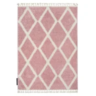 Dywany - Dywan BERBER TROIK A0010 / biały Frędzle berberyjski marokański shaggy różowy 120x170 cm - miniaturka - grafika 1