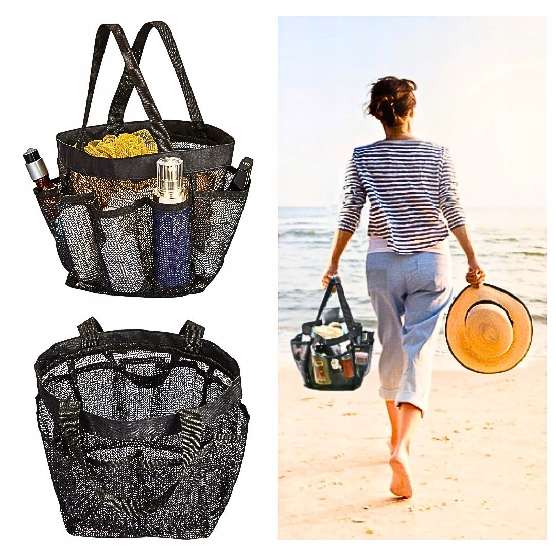 DUŻA TORBA SIATKOWA PLAŻOWA - WODOSZCZELNA SKŁADANA ODPORNA LEKKA - POJEMNA