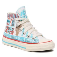 Trampki damskie - Converse Trampki Chuck 70 Hi A00395C White/Baltic Blue/Soft Red - miniaturka - grafika 1