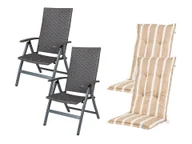 Fotele i krzesła ogrodowe - LIVARNO home Zestaw 2 aluminiowych foteli ogrodowych Valencia z 2 poduszkami - miniaturka - grafika 1