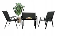 Meble ogrodowe - ZESTAW MEBLI OGRODOWYCH BALKON TARAS STÓŁ ŁAWKA 2x KRZESŁA MARBELLA CZARNY - miniaturka - grafika 1
