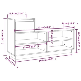 Lumarko Szafka na buty, 110x34x61 cm, lite drewno sosnowe - Szafki na buty - miniaturka - grafika 12