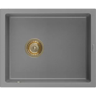 Mexen Pedro zlewozmywak granitowy 1-komorowy 560 x 460 mm, szary, syfon złoty - Zlewozmywaki - miniaturka - grafika 1