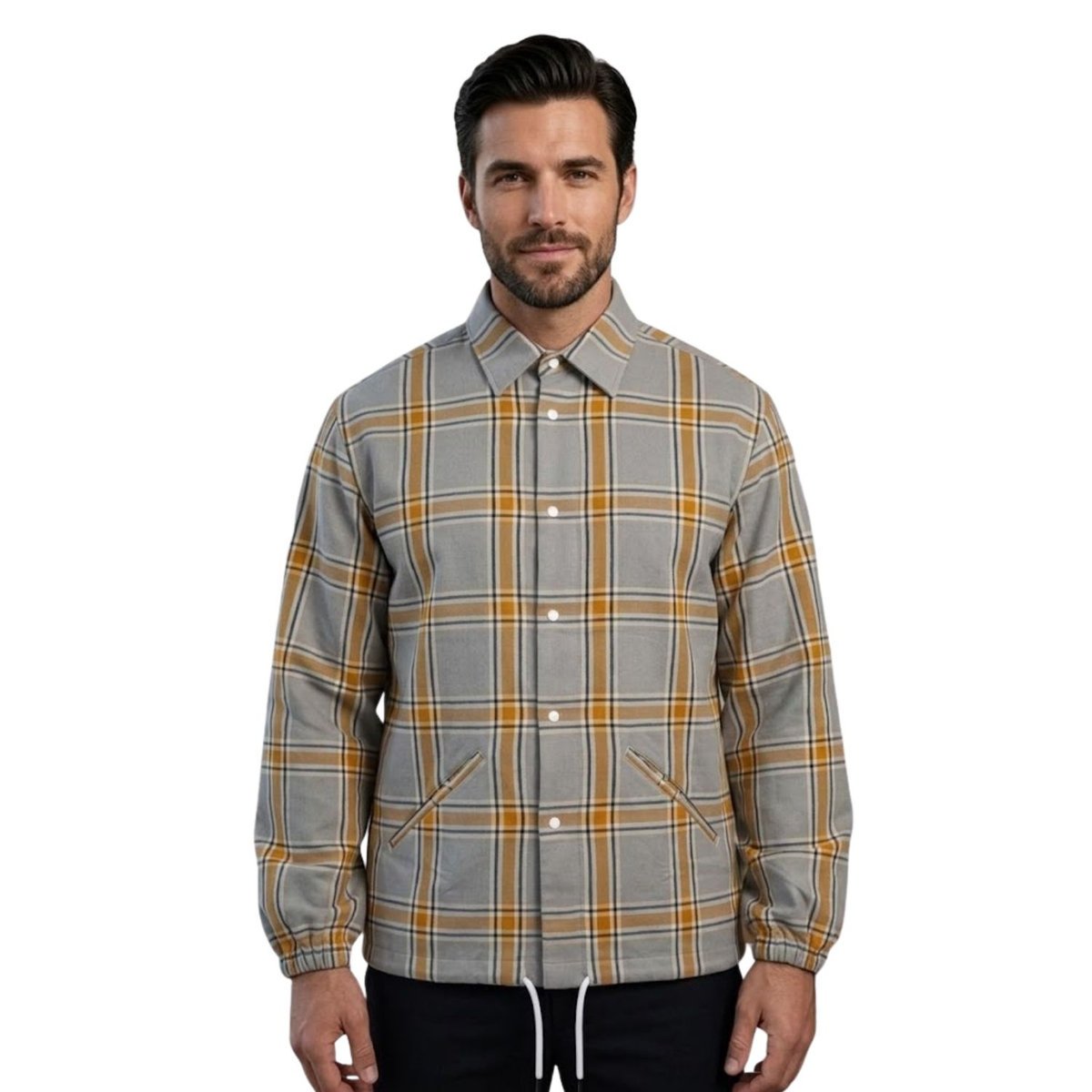 Kurtka męska Tommy Hilfiger przejściowa wiatrówka koszulowa w kratkę-M