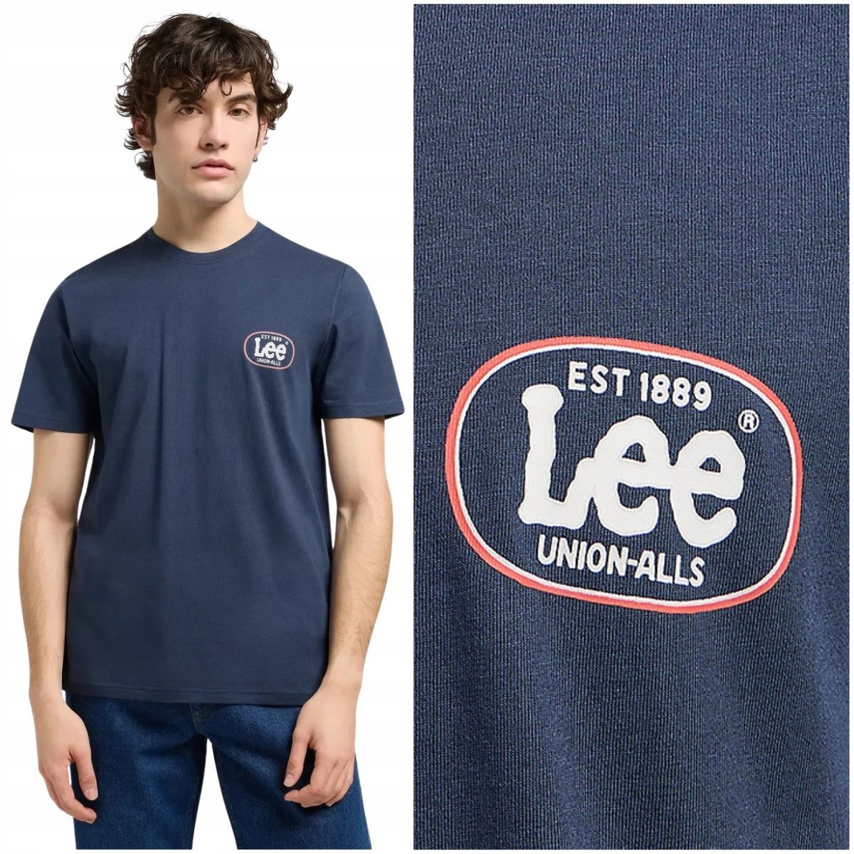 Lee REGULAR SMALL LOGO TEE Moon Indigo koszulka bawełniana męska logo XL